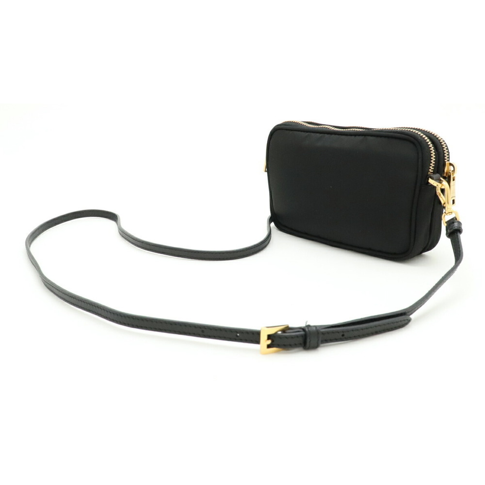 Prada Pouch Leather Nero Nylon Shoulder Black
